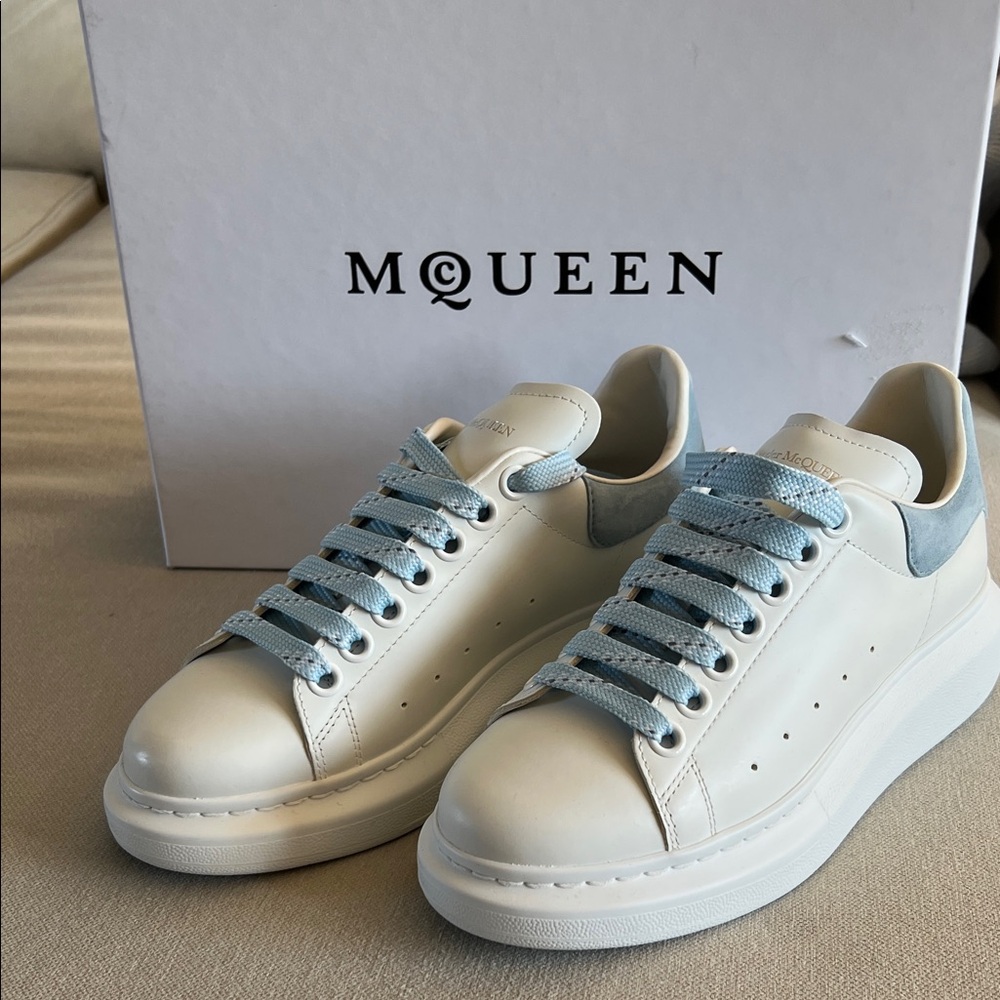Alexander McQueen Women Sneakers in Pale Blue and White